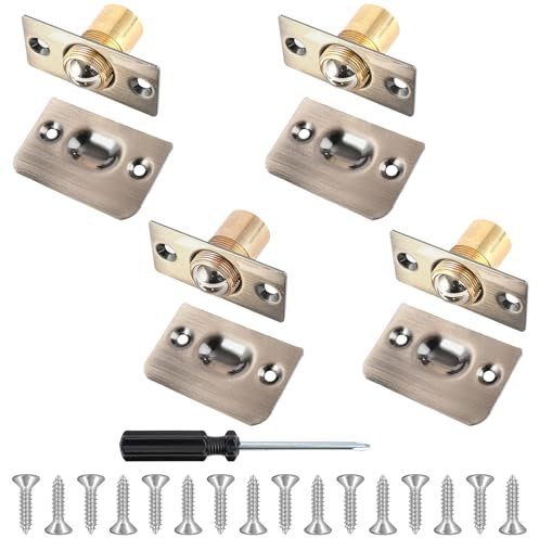 Taoduod Closet Door Ball Catch 4PCS Roller Ball Door Catch Latch Adjustable Ball Catches for Internal Doors Stainless Steel Roller Closer with Screwdriver for Kitchen Closet Wardrobe Cabinet Cupboard