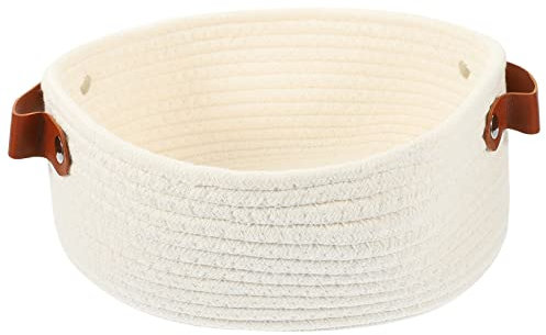 MUCKLILY Handgefertigter Großer Baumwollseil-wäschekorb Mit Griffen Geflochtene Aufbewahrungslösung Für Badezimmer Schlafzimmer Und Wohnzimmer Vielseitiger Desktop-ordnungshelfer
