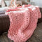 Super gemütliche Grobstrick-Überwurfdecke für Betten, weich, rosa, gestrickt, 100 x 100 cm, grob gestrickte Decke