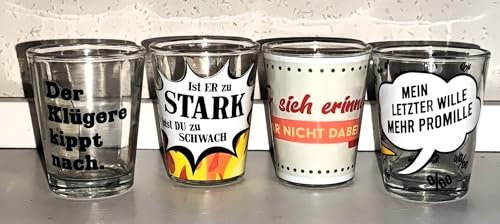 Rahm :&AngiesStrickZauber verkauft: Schnapsgläser/Schnapsglas/Shotbecher / 4 starke Sprüche