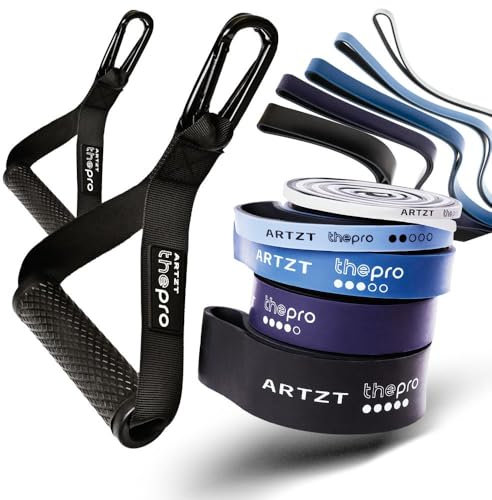 ARTZT thepro Power Band Bundle | Terrabänder Set für Fitness & Gymnastik | 5 Stärken Fitnessband Set | Widerstandsbänder Fitnessbänder | Flexband für Krafttraining, Stretching, Reha | Loop Band 208cm