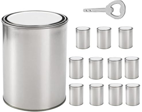 Whnbuij Confezione da 12 barattoli di colore vuoti, da 0,5 l, vuoti per vernice, contenitori di colore non foderati, contenitori multiuso con coperchio, apribottiglie, secchio per l'organizzazione del