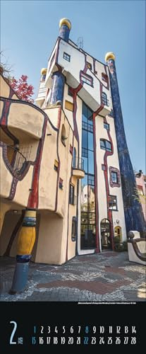 Hundertwasser Architektur - Kalender 2026 - Hochformat - Korsch-Verlag - Fotokalender - Fotokunst - Vertikal-Kalender - 28,5 cm x 69 cm