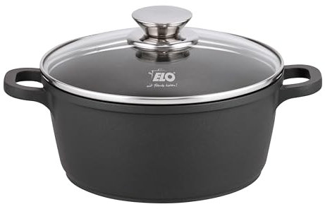 ELO Alucast Kochtopf 20 cm mit Glasdeckel, aus hochwertigem Aluminiumguss - hochwertig, antihaftbeschichtet, PFAS-frei mit ELODUR Select Beschichtung, induktionsgeeignet, schwarz