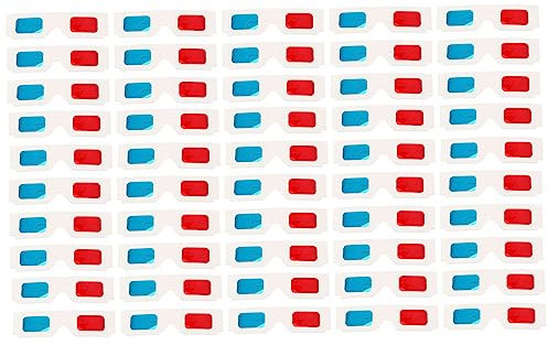 SAFIGLE 100pezzi Occhiali Anaglifi in Carta e Cartone Di Colore Rosso e Blu Per Ragazzo Ragazza Ragazza e Adulti Per Cinema Viaggi e Giochi