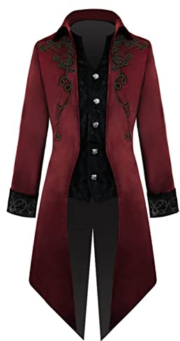 Generisch Winterjacke Herren Fleecejacke Herrenmantel Druck Modischer Mantel Jacke Retro Stehkragen Mantel Weicher Retro Bedruckter Obermantel (Red, L)