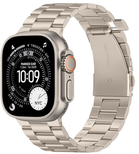 Suphart Kein Werkzeug Erforderliches Band Kompatibel mit Apple Watch Armband 49mm 46mm 45mm 44mm 42mm, Metall Ersatzband für iWatch Ultra 3/2/1 Serie 11 10 9 8 7 6 5-1 SE (Polarstern)