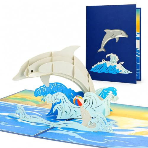 DORAFIORA® 3D Pop-Up Karte Delfin – Maritime Grußkarte & Geburtstagskarte für Kinder & Erwachsene | Inkl. Umschlag