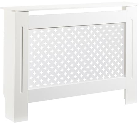 Toboli Heizkörperverkleidung weiß 112 x 19 x 82 cm, Heizkörperabdeckung aus MDF, Holzverkleidung für Heizkörper, Heizung stilvoll verkleiden