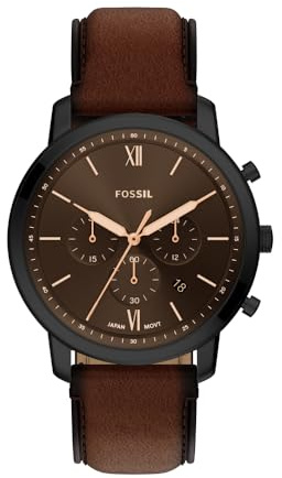 Fossil Neutra Uhr für Herren, Quarz-Chronographenwerk mit Lederarmband