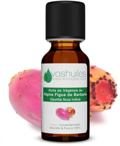 VOSHUILES - Huile de Pépins de Figue de Barbarie - Nutrition Intense et Soin Fermeté - Riche en Vitamine E et Antioxydants - Flacon Verre Ambré - 5ml