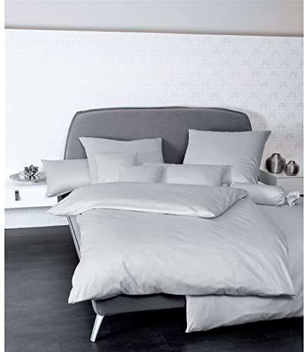 Janine Mako Satin Bettwäsche Uni Colors 135 x 200 cm Platin