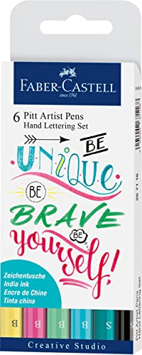 FABER-CASTELL 267116 - Tuschestift Pitt Artist Pen Lettering, 6er Etui bunt