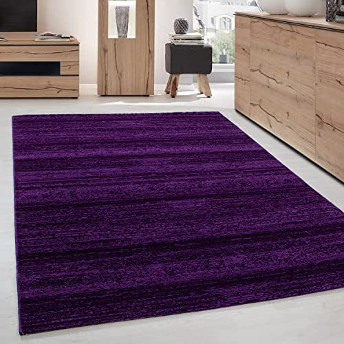 Carpettex Wohnzimmer Teppich Kurzflor 80 x 300 cm - Läufer Flur Lila Modern Einfarbig Design - Schlafzimmer Flauschig Weich Waschbar Küchenteppich Esszimmer