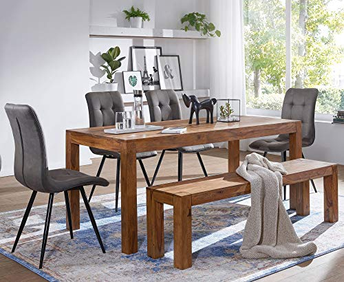 KADIMA DESIGN Sheesham Massivholz Esszimmer Sitzbank Wood Bank 140x35 cm Esszimmerbank