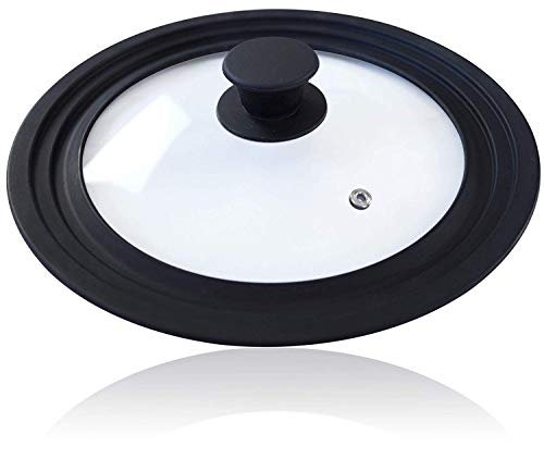 Invero Universal Tempered Glass Saucepan Lid with Air Vent and Silicone Edge - Ideal for Pans of 16 cm, 18 cm and 20cm