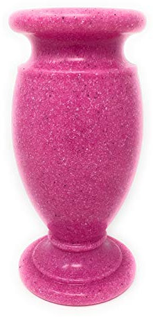 OPTIMUM Gedenkstätte Friedhof Blumenvase - Kunststoff (Rosa Granit) mit Metall-Erdspieß, Grabmarker, Dekorationen für Grabstätte, Grabstein-Blumenhalter, Garten, Rasen & Hof