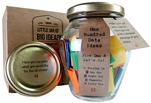 Little Jar of Big Ideas® - 100 Date Ideas - Pick One & Let's Go - Unique Thoughtful Gift - Memorable Present - Artisan Handcrafted Gift (Personalised)