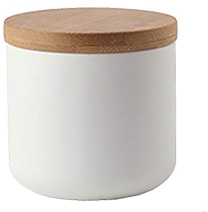 Mozacona Ceramic Pure Color Sugar Bowl Spice Jar Storage Pot with Wooden Lid