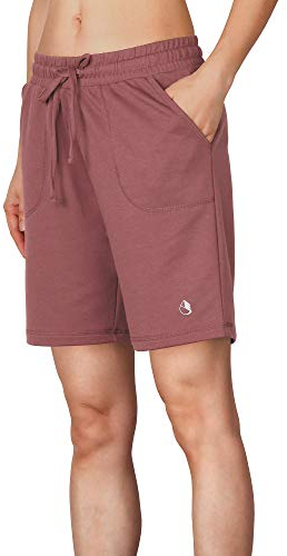 icyzone Damen Bermuda Shorts Kurze Sporthose Jogginghose Atmungsaktiv Laufshorts Sport Shorts mit Taschen (S, Dunkelpink)
