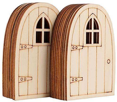 Yardwe 20 STK Mini Holz Tür Landhäuschen Feen Tür Hölzerne Fee Tür Handwerkskit Holzscheiben Unbemalt für Basteln Dekoration Holz Miniatur-Fee Puppenhaus Mini-Möbel zubehör 3mm