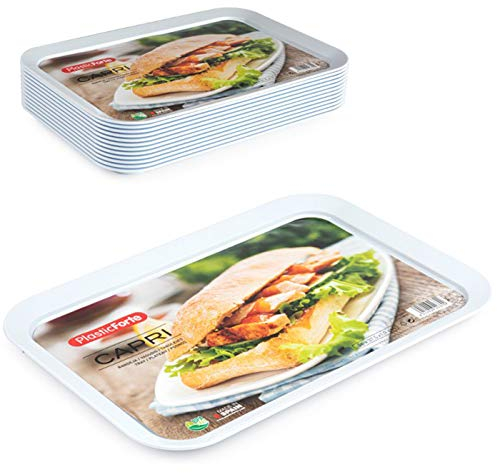 Pack 12 Bandejas Blanco de plástico de 26 x 37.5 x 1.9 cm