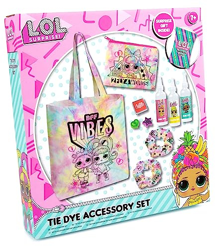 L.O.L. Surprise! Tie Dye Accessories Set - Tie Dye Kit Containing: 1 Tote Bag, 1 Scrunchie, 1 Purse, 1 Head Band and 1 LOL Surprise Gift – Arts and Crafts Gifts for Girls - LOL Toys for Girls