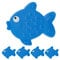 Relaxdays Antirutsch Sticker Badewanne, 5er Set, Fisch-Design, Badewannenaufkleber mit Saugnäpfen, für Kinder, blau