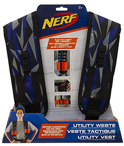 Grandi Giochi- Nerf Utility Vest-NER03000, Color Azul y Negro (8056379119128)