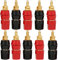 RUNCCI-YUN 10 piezas Conector banana 4mm,Conector de Terminal del Altavoz,Conector de altavoz Post para Altavoces de Alambre, Placa de Pared y Jack de Audio(negro y rojo)