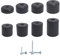 Marcopol Lot de 4 pieds de meubles noirs, hauteur 15 mm, diamètre rond 50 mm, pieds de meubles en plastique, vis incluses (4, hauteur 15 mm)