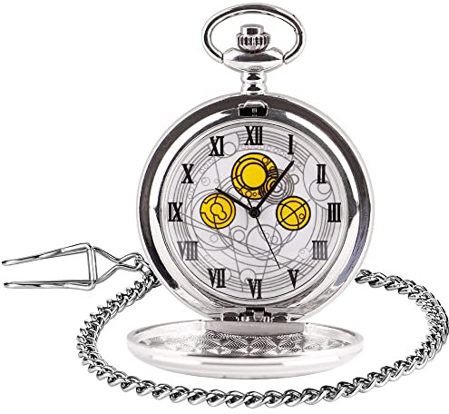 Tiong Doctor Who Taschenuhr Vintage Quarz Taschenuhr mit Kette Römische Ziffern Mode Geschenk für Männer Frauen