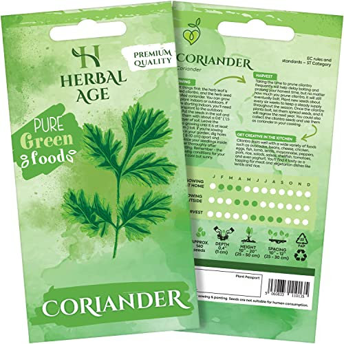 HERBAL AGE Coriander Seeds Plants, Grow Your Own Herb Garden Kit, ~140 Seed Box - Salad Herbs Seeds for Planting UK - Veg Plant Gardening Gift for Men, Women, Kids - Seeds to Plant Outdoor & Indoor