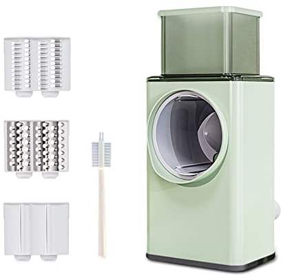 Ergocar Trommelreibe, Käsereibe, Großer Durchmesser, Schnelles Schneiden, Manuelle Trommelreibe mit 3 abnehmbaren Trommelblättern, Manuelle Gemüseschneider Ideal für Käse, Gurken, Nüsse usw.