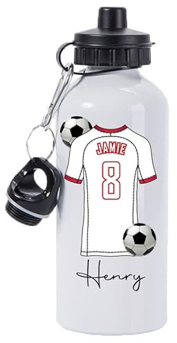 Pickhut Personalised World Cup 2022 Football 600ml White Aluminium Sports Water Bottle | Customised with Name/Number/Text on Jersey Shirt Design | Back to School Gift for Kid (Poland)