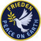 2 x Frieden Friedenstaube Patch rund gestickt 65 mm/Peace on Earth Friede Taube Vogel Krieg/Patches Aufbügler Aufnäher Bügel-Flicken Applikation zum Aufbügeln Aufnähen auf Kleidung Rucksack (Navy)