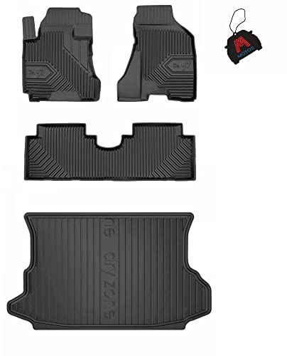 MOTOS Satz Gummifußmatten und Kofferraummatten passend für Hyundai Tucson I 2004-2009 ohne Stopper, ohne höhenverstellbaren Kofferraumboden Verbessern Sie Ihren Reisekomfort mit Antirutschmatte Auto 3