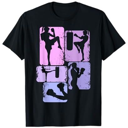 Coole Kampfsport Geschenke Damen Mädchen Frauen T-Shirt Schwarz Kickboxen Karate Taekwondo Sportlich Klassisch Kurzarm Klein M Crew-Ausschnitt