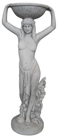gartendekoparadies.de Statue Hestia die Göttin der Familie, Steinfigur, H. 119 cm, 73 kg, Grau, frostsicher aus Steinguss für Außenbereich