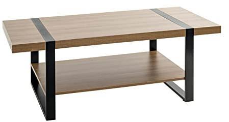HAKU Möbel Couchtisch Eiche, schwarz, Metall, Spanplatte - Maße: B 120 cm x H 45 cm x T 60 cm, Style: Modern