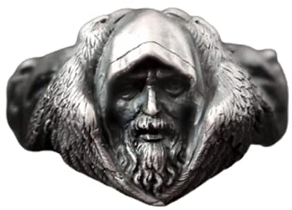 Wolf Ring, Nordischer Wikinger Krieger Odin Kopf Ring für Männer, Nordischer Wikinger Wolf Tier Ring Wolf Schmuck, Keltischer Wolf Kopf Ring Hip Hop Wolf Band Ring Punk Odin Wolf Amulett Ring (18.1)