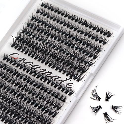 proamate 280 Pezzi Ciglia a Grappolo o Individuali 0.07D Curl 30D+40D 9-15mm Lunghezza Estensione Ciglia Finte DIY per Uso Personale a Domestico(280 cluster)