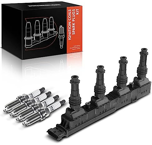 Frankberg 1x Zündspule 4x Zündkerze Kompatibel mit Astra G CC F08 F48 1.6L 2003-2009 Vectra C CC Z02 1.6L 1.8L 2005-2008 Meriva X03 1.6L 2006-2010 Replace# 1208020