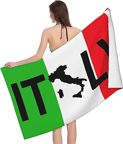 EMENZA Italien Strandtuch Groß 70 x 150 cm, 3D Flagge Microfaser Strandtuch Badetuch, Schnelltrocknend Strandtücher Herren Frauen Badetücher, Strandlaken, Handtuch, Strandhandtuch, Handtücher