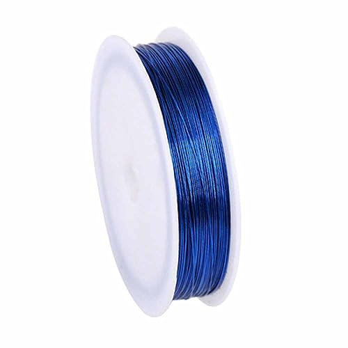 SHTGOI Filo di rame 0,5 mm, sottile, 40 m, rotolo di filo di rame, filo per gioielli, filo di perle, filo laccato per la creazione di gioielli, arti floreali, perline blu zaffiro