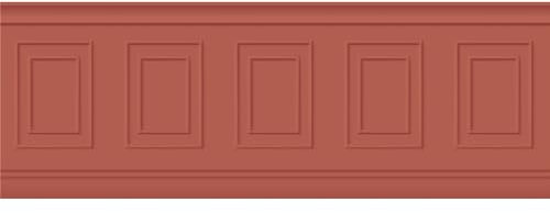 Papier Peint panoramique, Terre Rouge, Effet Trompe l'oeil, boiseries soubassement, 70 cm X 195 cm