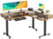 Claiks Eckschreibtisch Höhenverstellbar 160x140cm mit Dual-Motor, L Form Höhenverstellbarer Schreibtisch mit Schubladen, L-förmiger Schreibtisch auf Rollen, Braun
