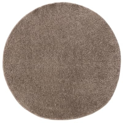 benuta Basic Hochflorteppich Soho - Taupe ø 80 cm rund - Kuschelig Weicher Teppich im Minimalistischen Look - Pflegeleicht - Fußbodenheizung Geeignet