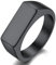 MAGIIE Schmuck Edelstahl Ring Siegelring Bandring für Herren Männer,Schwarzer Achat Ring Herren,Ring Modeschmuck Kupfernickel Geometrischer Ring (Schwarz, 60)