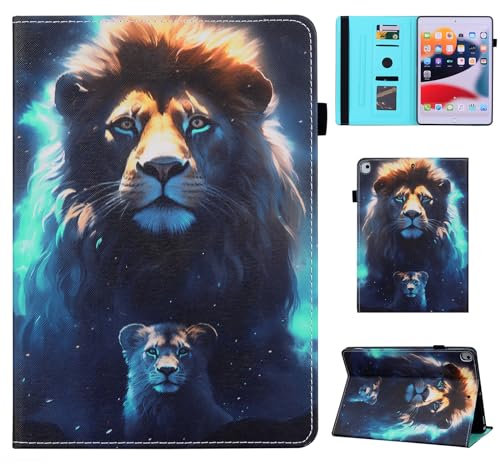 Vaitasy Coque pour iPad 10.2 Pouces iPad 9ème /8ème /7ème Génération, Flip Book Étui de Protection avec Fonction Support Housse iPad 10,2 (2021/2020/2019) iPad Air 10.5 2019 - Lion